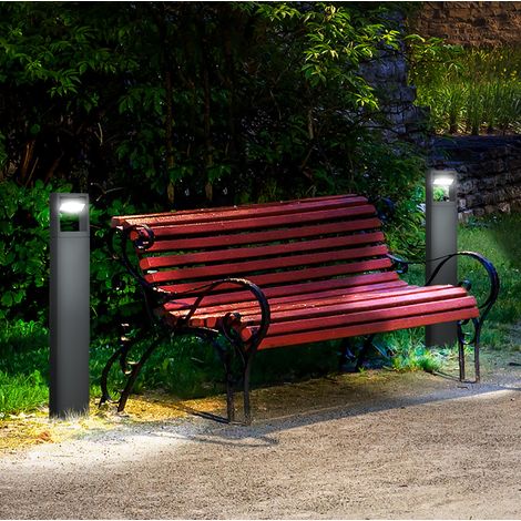 Borne lumineuse LED extérieure orientable IP65 en aluminium, lumière blanc chaud pour jardin, allée et terrasse, gris foncé CHICFURN (1/5)