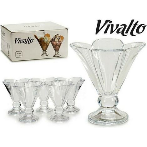 Service 6 Pièces Gobelets En Verre En Forme De Fleur 30cl Pour Glace