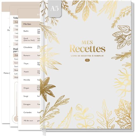 Carnet de Recettes à Remplir A5 avec Table Substituts (1/5)