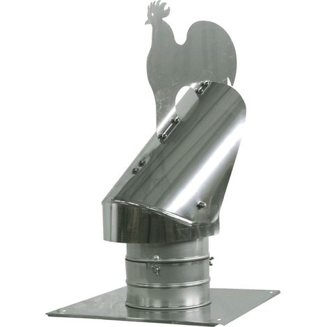 Chapeau de cheminée de 180 mm avec robinet anti-refoulement et plaque de toit supplémentaire. (1/2)