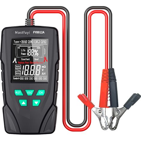 Testeur de batterie de voiture, analyseur de batterie automatique numérique 12 V 24 V, outil de diagnostic d'alternateur automobile 50-2000 CCA, analyse de décharge de tension de résistance