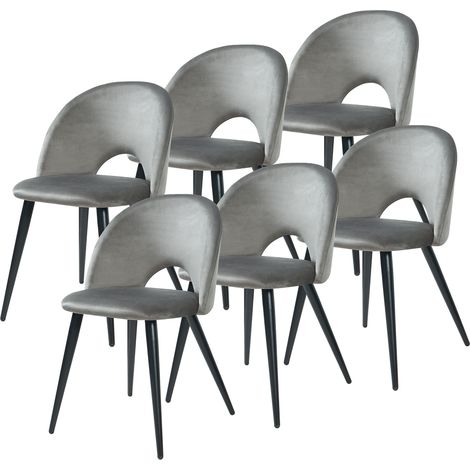Esszimmerstuhl Karijoki 6er Set Samt Grau/Schwarz [en.casa]