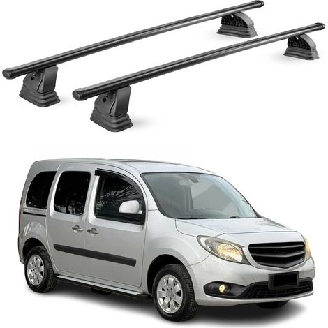 OMAC Barres de toit transversales en acier pour Mercedes Citan W415 2012-2021 – TÜV / DIN 75302:2019 – Antivol inclus – Rainure en T (accessoires) – Charge max 75 kg – 2 barres – Noir (1/4)