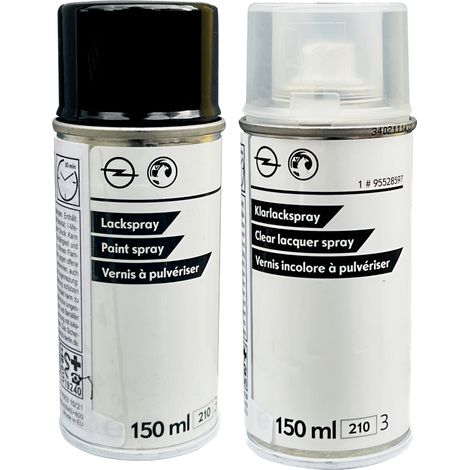 Pintura original para Opel Z22Y, juego de 2 aerosoles de 150 ml, color negro ónix metalizado. (1/5)