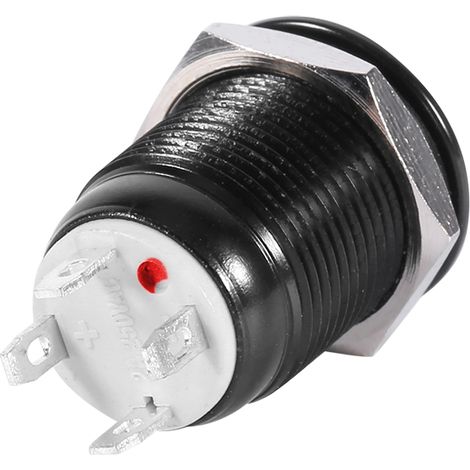 Bouton poussoir momentané LED 12mm 2A noir, interrupteur lumineux à impulsion pour tableau de bord (1/4)