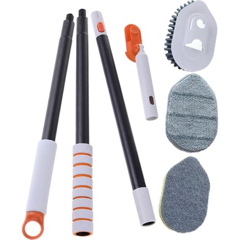 Brosse de Nettoyage Multi-Usage pour Sol et Joints Manche Extensible 3 Sections Tête en Poils Durs et Tissu Abrasif Salle de Bain la Cuisine et Carrelage Outil Nettoyage (1/5)