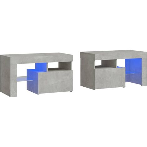 Maison Exclusive - Nachttische 2 Stk. mit LED-Leuchten Betongrau
