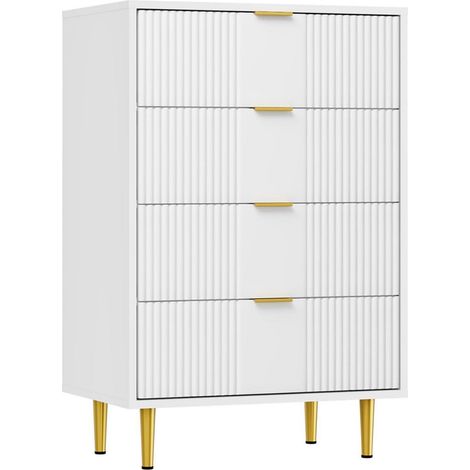 Kommode mit 4 Schubladen, weiß, 60x40x94 cm, moderner Stil (1/5)