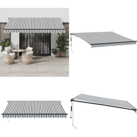 Markise Automatisch Anthrazit und Weiß 400x350 cm - Markise - Gartendeck - Sonnenschutz - Aluminium - Polyester - Home & Living (1/5)