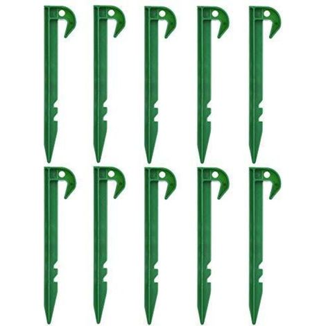 Lot de 10 piquets en plastique pour fixation du filet de l'ombre de la pelouse du jardin à terre. (1/5)