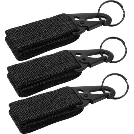 Lot de 3 mousquetons d'escalade adhésifs, résistants, compacts et portables, outils de camping pratiques pour les activités de plein air (noir). (1/5)