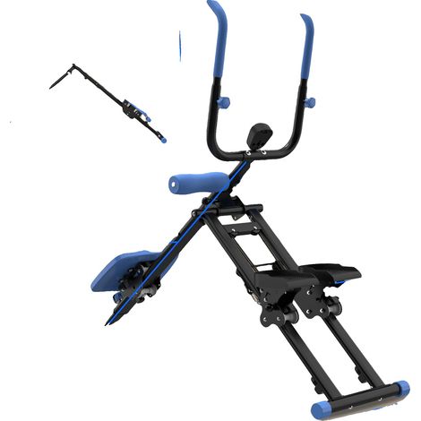 Stepper y ejercitador abdominal, diseño plegable, entrenamiento de cuerpo completo, negro y azul. (1/2)
