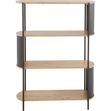 Scaffale a 4 ripiani con finitura effetto legno e fianchi in metallo nero H133,5 cm - EKLO