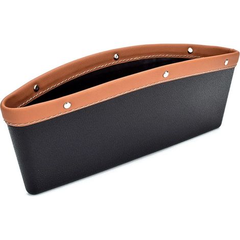Boîte de rangement pour coutures de siège auto (marron), comblement d'espace dans la console centrale, poche organisatrice latérale en cuir, quatre couleurs disponibles, accessoires intérieurs de voit (1/4)