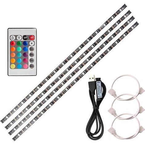 x 50 cm USB-LED-Streifen-Set, flexible Streifen mit Mini-Fernbedienung, LED-Band für Zuhause