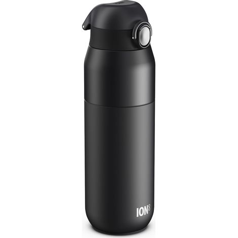 Gourde Isotherme 540 ml (18 oz)- Bouteille Étanche en Acier Inoxydable, Couvercle Rabattable, Ouverture à Une Touche, Débit Rapide, Chaud et Froid, Noir (1/5)