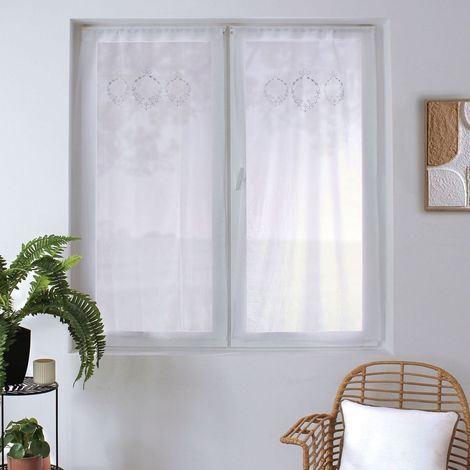 Paire de Voilages Brodés "Sara" 60x120cm Gris