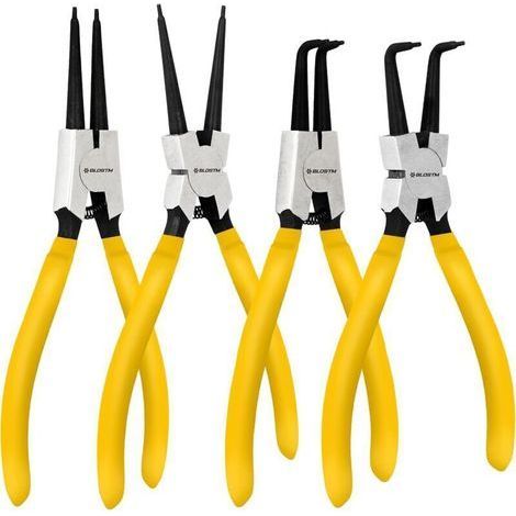 4-Piece Circlip Pliers Set - 6.89" Straight and Bent Internal and External Circlip Pliers with Durable Springs and Non-Slip Handles (1/4)