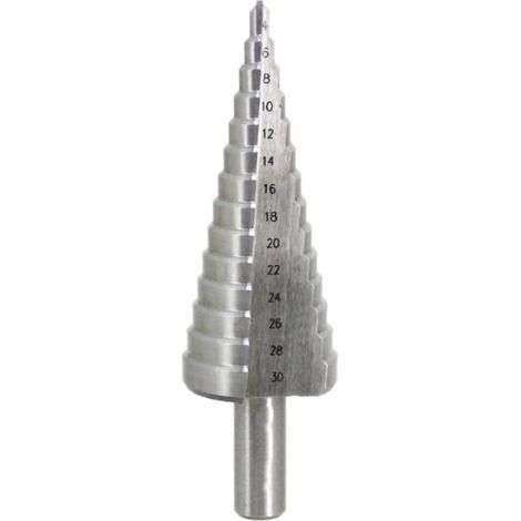 Foret HSS Étagé D.4-30 mm x Q. Cylindrique - Outil de Perçage et Durable pour Métal - Diamwood (1/3)