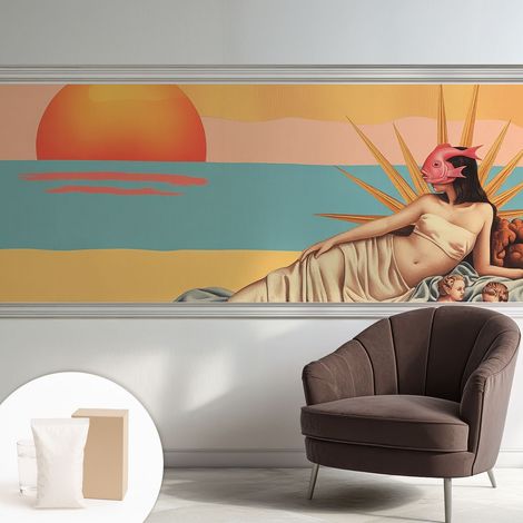 Carta Da Parati - Non Tessuto - Con Colla Inclusa - Per Interni - Ecologica - Con Ingresso - Soggiorno L'Occidente del Surrealismo 250x104 cm (1/5)