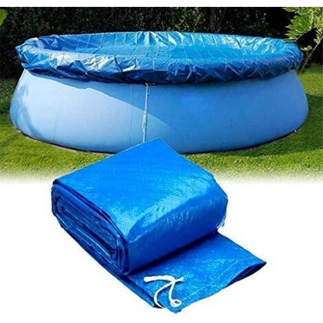 Schwimmbadabdeckungen, blaues Schwimmbadschutzzubehör für runde oberirdische Schwimmbäder, Regenschutz, langlebig, geeignet für alle Arten von runden Schwimmbädern (Durchmesser 210 cm)