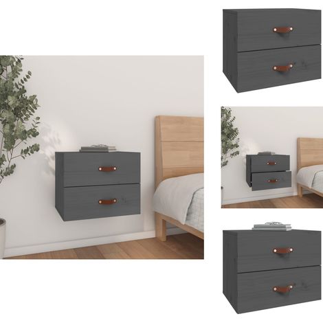 Wand-Nachttisch Grau 50x36x40 cm - Wandregal - Nachtkästchen - Holzschrank - Wohnzimmer Deko - Schlafzimmer Möbel (1/5)