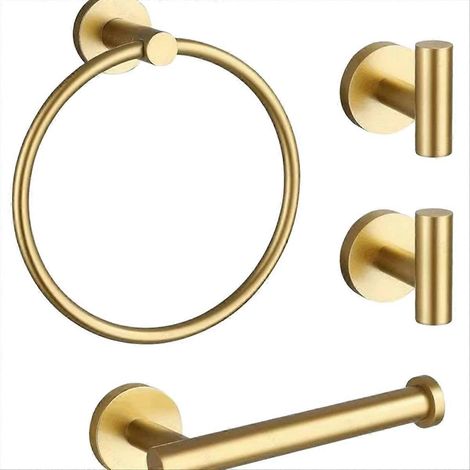 Ensemble d'accessoires de salle de bain : porte-papier toilette et anneau porte-serviettes (4 pièces) (1/5)