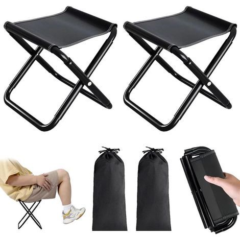 2 Pièces Siège de Camping Portable 30cm,Siège de Pêche,Mini Chaise Pliante Portable,pour Voyage,Pêche,Jardin,Barbecue,Plage (1/5)