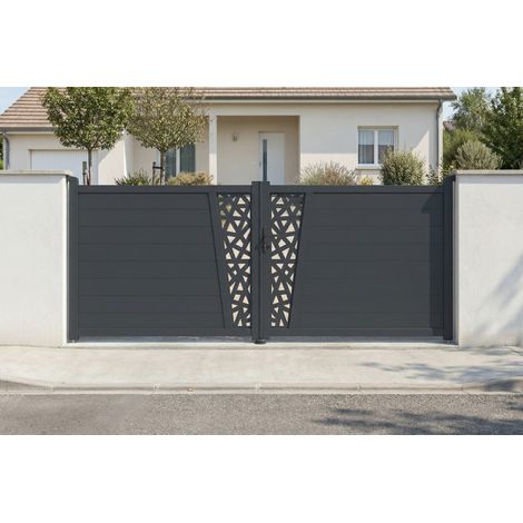 Portail battant 3,5m CERVINA RUIVO H.140cm aluminium gris