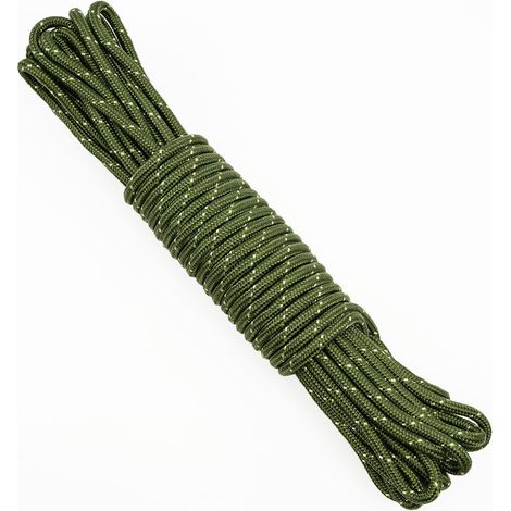 Corde en Nylon Vert 8mm x 20m, Cordon Tressé Polyvalent pour voile d'ombrage, Camping, Bricolage, Décoration et Usages Quotidiens (1/5)