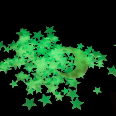 200 pièces Étoile Lune Autocollants lumineux phosphorescentes Stickers Muraux Décoration Fluorescents dans l'obscurité pour Maison (1/4)