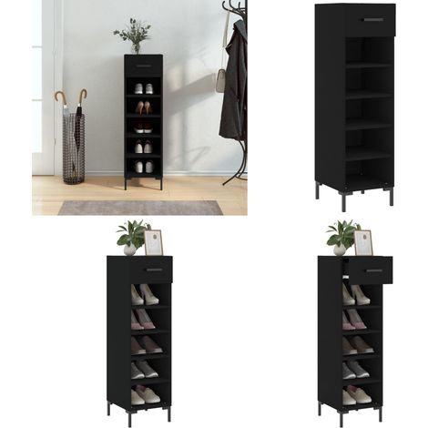 Schuhschrank Schwarz 30x35x105 cm Holzwerkstoff - Schuhschrank - Garderobe - Einbauschrank - Wohnzimmermöbel - Schlafzimmermöbel - Home & Living (1/5)