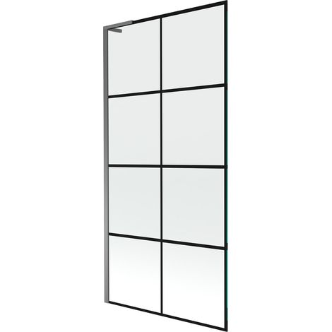 Mexen Next L paratia per vasca da bagno a 1 anta 90 x 150 cm, griglia nera, gun metal - 895-090-000-03-77-95 (1/5)