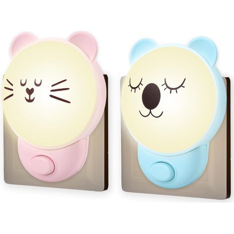 Veilleuse Bébé Prise avec Interrupteur, Lampe Koala et Chat  2 Températures Réglable, Bouton-poussoir, Lampe Nuit Enfant Chambre, Éclairage Maternité, Cadeau Garçons Filles (1/5)
