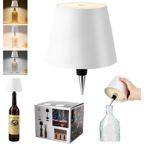 Lampe de bouteille LED rechargeable, changement de couleurs par toucher, décoration d'ambiance pour salon ou terrasse, blanc (1/5)