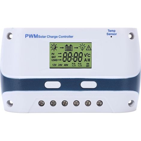 Contrôleur de chargeur solaire PWM 12V 24V, écran LCD avec sortie USB, régulateur de panneau étanche 40A (1/5)