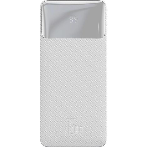 Baseus Bipow Powerbank mit Display 30000mAh 15W weiß (Overseas Edition) + USB-A - Micro USB Kabel 0,25m weiß (PPBD050202) (1/5)