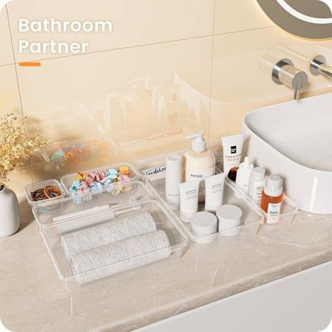 15 pièces Organisateur de tiroirs avec 4 tailles,organisateur de coiffeuse,système 15pièces Transparent ORGANISATEUR DE TIROIR (1/5)