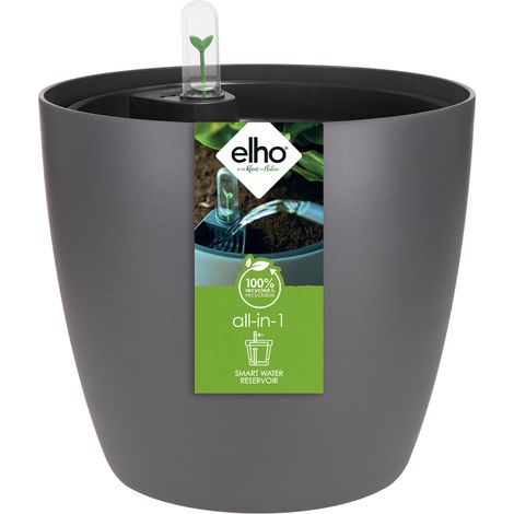 Elho All-in-1 Brussel Round 25 + Swi 24 Anthracite Vaso Rotondo (1/4)
