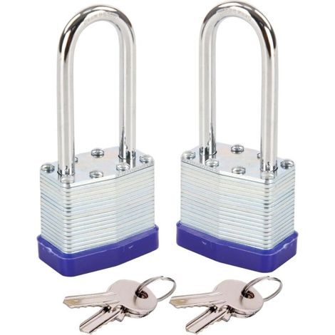 APEX Cadenas robuste à clé identique, corps en acier laminé de 40 mm (1-9/16"), anse extra longue de 6 cm (2-3/8")