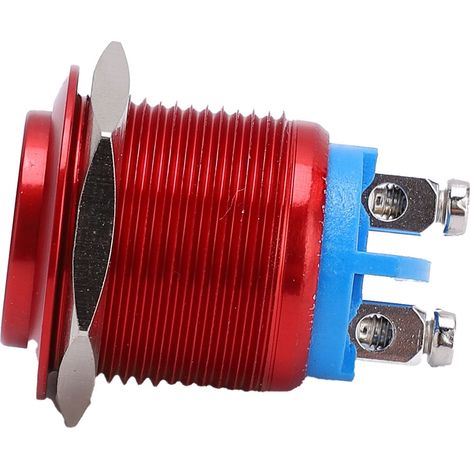 Interrupteur à bouton-poussoir en métal, tête haute, entièrement oxydé, réarmement automatique, vis de réglage, commande au pied, 19 mm (rouge) (1/5)