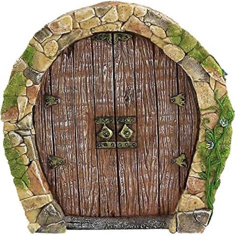Porte féerique d'extérieur pour arbre, portes et fenêtres miniatures pour maison de gnome de jardin féerique, sculpture miniature pour jardin féerique (1/5)