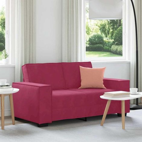 2-Sitzer Sofa 120cm Weinrot Samt Polstercouch für Wohnzimmer (1/5)