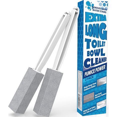 Lot de deux brosses de toilette en pierre ponce avec manches allongés, adaptées aux piscines et aux salles de bains. (1/5)