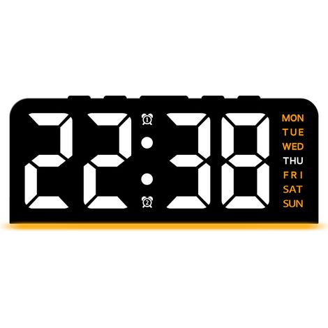 Sveglia digitale da comodino con luce notturna, display, orologio digitale, luminosità regolabile, visualizzazione della temperatura, adatta a chi ha il sonno pesante in camera da letto e in ufficio, 