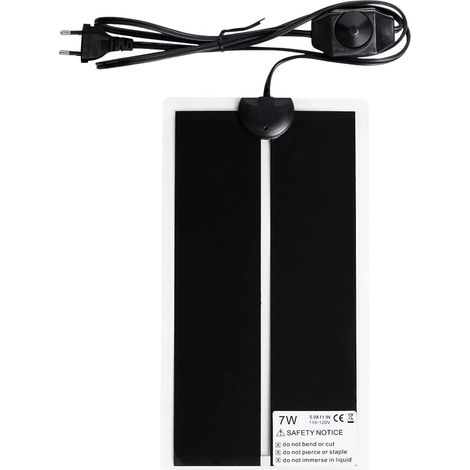 Tapis chauffant pour terrarium, 15X28CM Tapis chauffant(20-38W, 220V-240V) Tapis chauffant terrarium, Tapis chauffant pour reptile, température réglable (0-35 degrés) Fiche européenne (1/5)