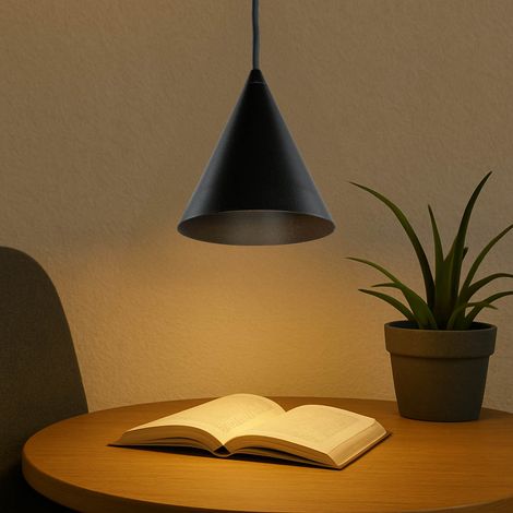 Pendelleuchte Schwarz Metall Ø 11 cm H: max. 130 cm GU10 Kegelschirm Modern Hängeleuchte