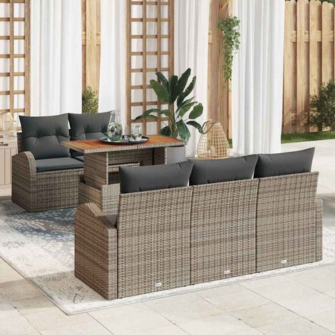 vidaXL Set Divano da Giardino 6 pcs Grigio Poly Rattan (1/5)