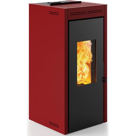 termostufa a pellet ermetica invicta "teramo plus" rosso 17,2 kw (1/2)