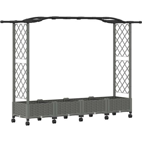 Maison Exclusive - Lit Élevé avec Treillis et Toit Gris clair 207 x 40 x 129 cm PP (1/5)